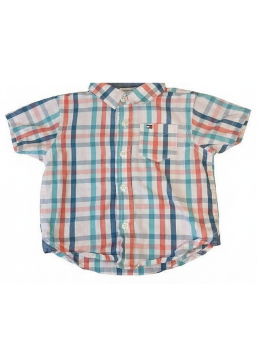 🔥5/$25🔥Tommy Hilfiger Boys 6-9 Month Multicolor Plaid Button-Down Shirt